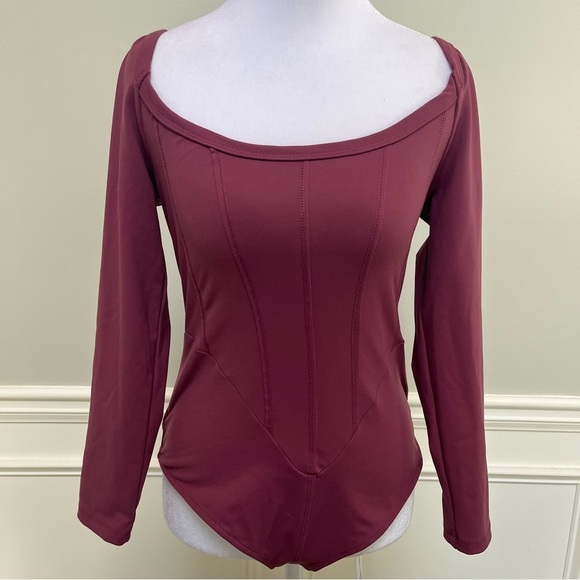 Free People Tops - Free People Intimately Purple Corset Long Sleeve Bodysuit Size M